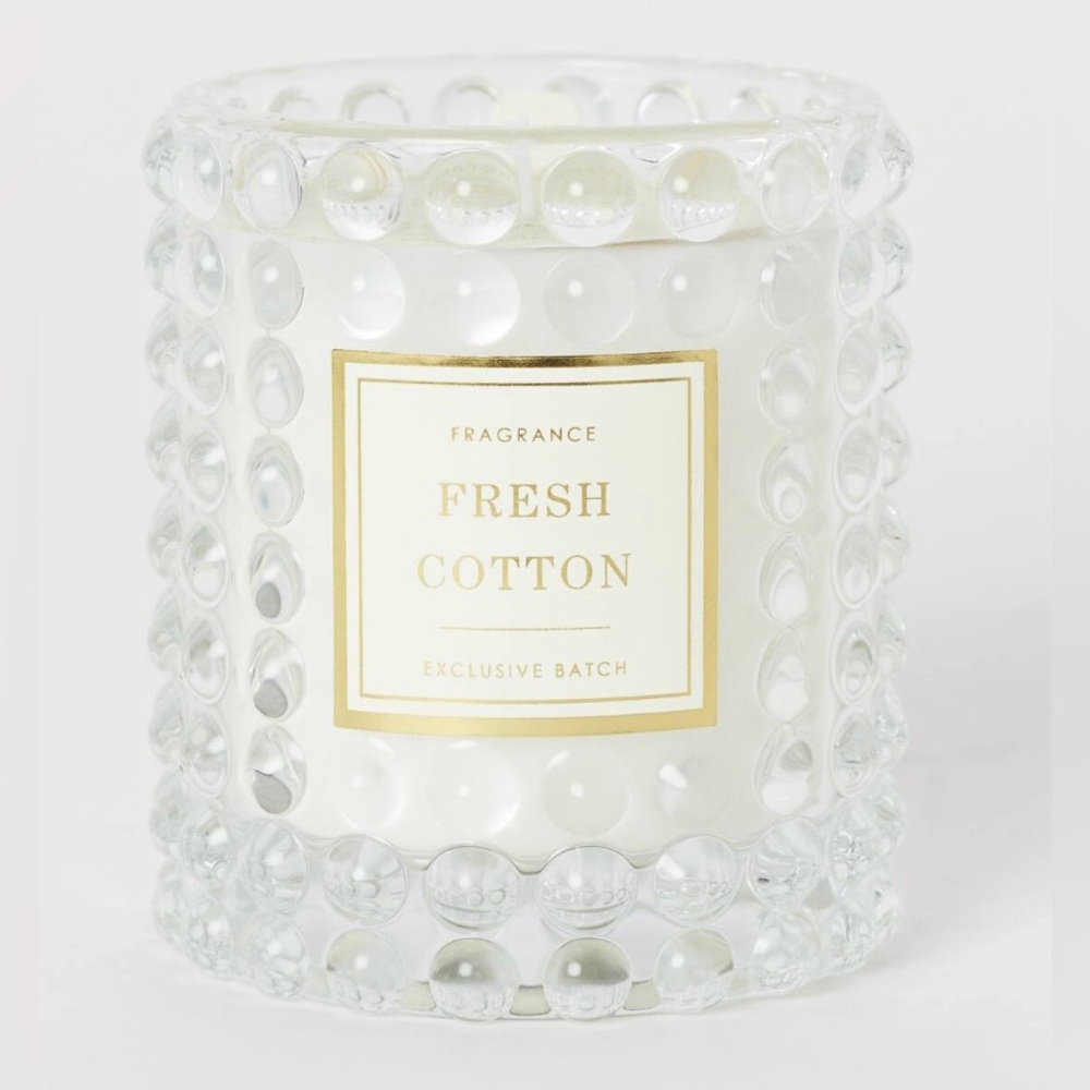 H&M Clear Bubble Glass Candle | Fresh Cotton